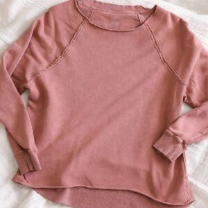 Medium Aerie Oversized Raw Edge Sweatshirt Dusty Rose Terracotta Peach